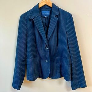Banana Republic Wool Blend Navy Pinstripe Blazer Women’s Size L Style #417113